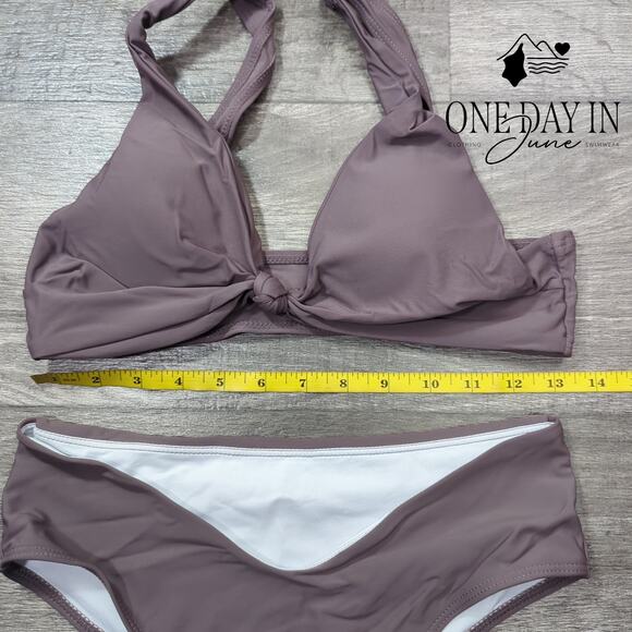 Aleumdr Knot Front Cheeky Bikini Swimsuit Size M - Picture 2 of 4